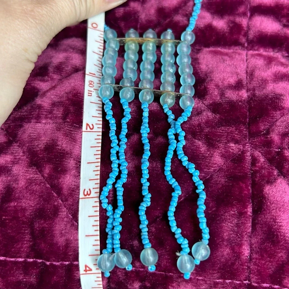 Vintage Turquoise/Teal Boho Beaded Fringe Necklace